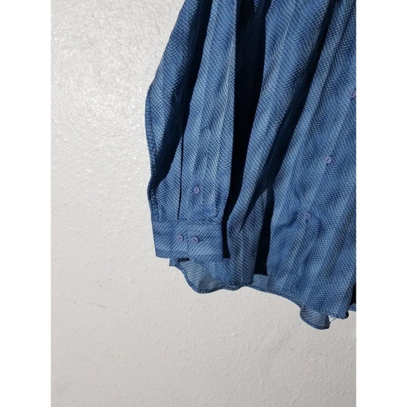 Rare NWT JHANE BARNES 3D FRACTAL Geometric Blue Waves Cotton Shirt L Large Japan - Picture 3 of 4